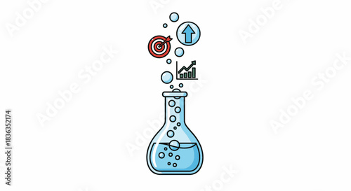 Science and Business Growth Concept Illustration with Laboratory Flask