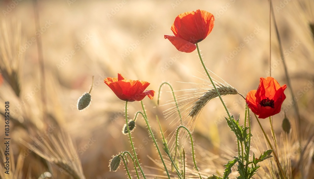 Naklejka premium field of poppies