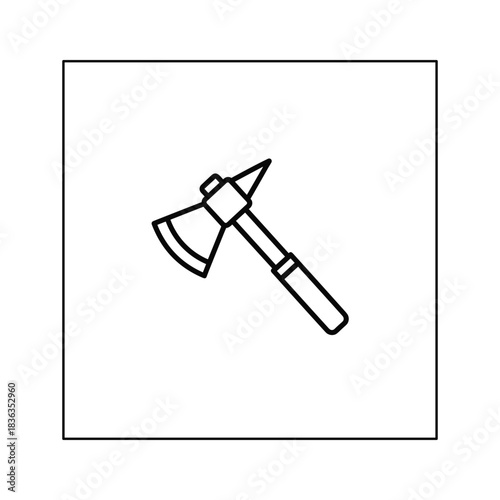 Axe and Pick Line Icon