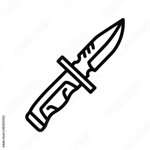 Tactical Knife Line Art Icon
