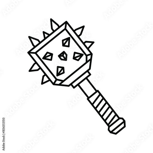 Spiked Medieval Mace Weapon Outline Icon
