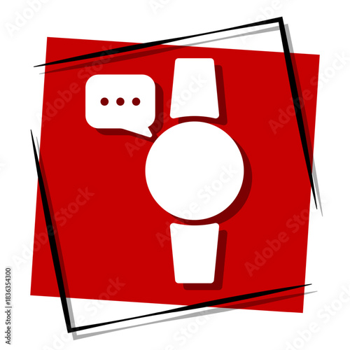 smart watch, red banner in a frame. Vector illustration on a white background.
