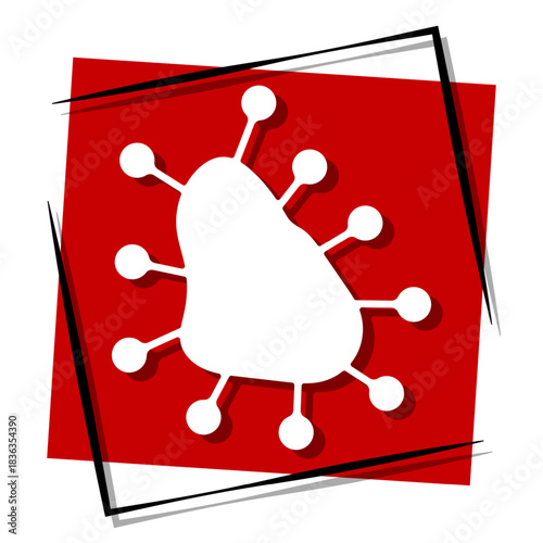 virus, red banner in a frame. Vector illustration on a white background.