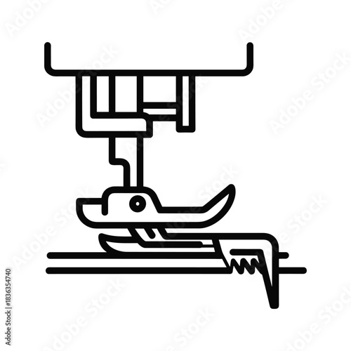 Sewing Machine Presser Foot with Needle and Fabric Icon