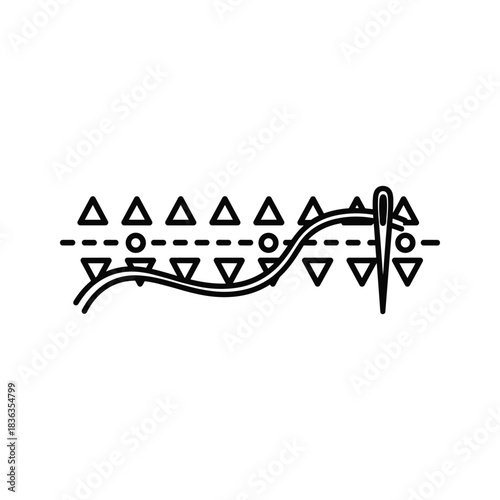 Sewing Needle and Thread with Stitch Pattern Icon