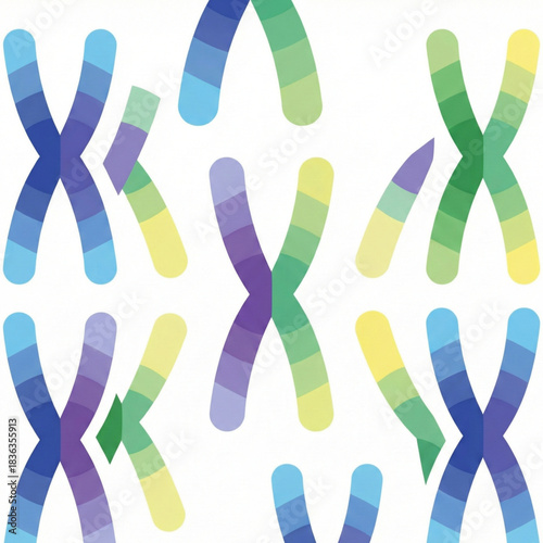 Vibrant chromosome pattern for modern science education, genetic research, and innovative biotech presentations, adding a fresh feel to any project