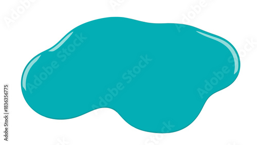 A teal colored blob with highlights on a white background