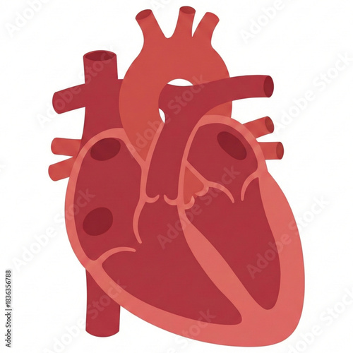 Anatomically correct heart illustration for medical training, health awareness campaigns or educational materials about cardiovascular health and a healthy lifestyle