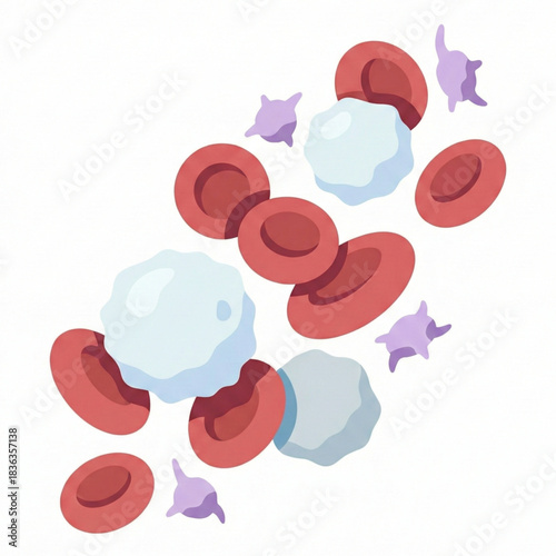 Discover the Microscopic World: Blood Cells in Vibrant Detail for Medical and Educational Use, Perfect for Science Publications and Healthcare Marketing