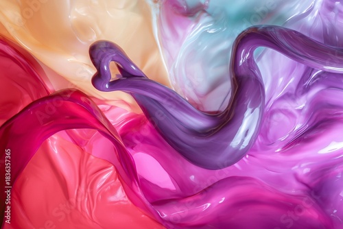 Multi-color glossy fluid swirl