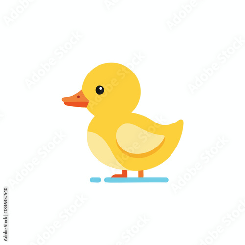 Cute Yellow Baby Duckling Illustration on White Background