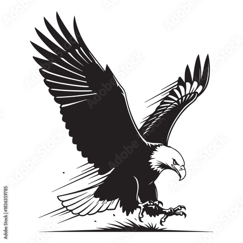 Bald eagle in flight powerful bird of prey illustration symbol of freedom an