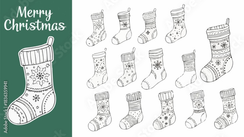 Christmas Stockings Collection Merry Christmas Greeting.