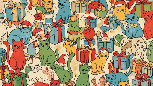 Festive Felines - A Christmas Cat Collage.