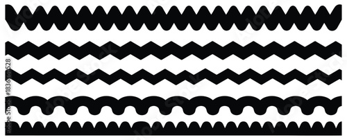 border lines with different wavy and zigzag edges isolated on white,Slant line halftone gradation texture. Fading diagonal stripe gradient background. Black oblique pattern backdrop