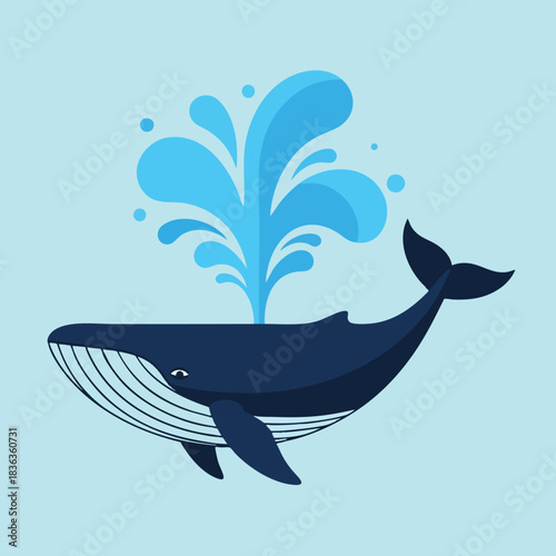 Whale Spouting Water Vector Illustration