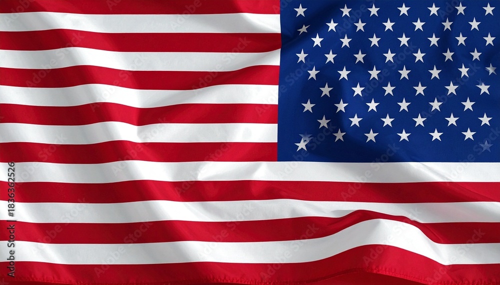 Fototapeta premium Wrinkled U.S. flag with red-white stripes and blue star field, symbolizing patriotism and unity.