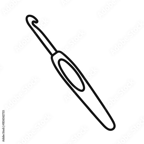 Minimalistic black-and-white elegance crochet hook illustration in clean vector style