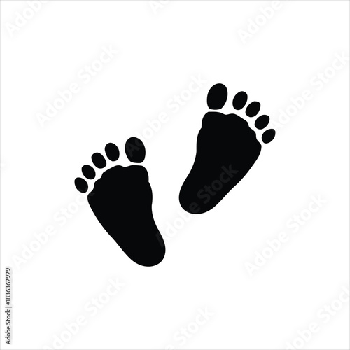 Black silhouette shows the imprint of two bare feet over transparent background
