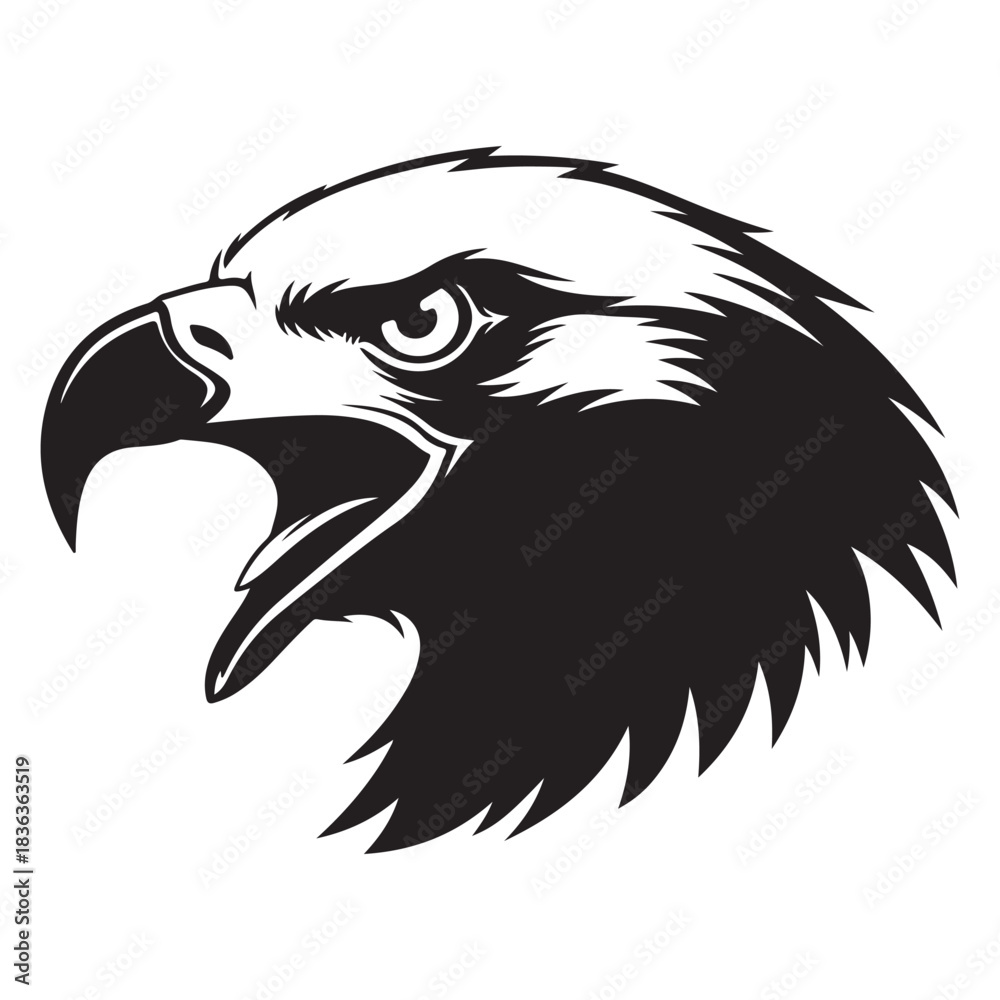Obraz premium Eagle head silhouette aggressive bird symbol for sports teams and logos isol