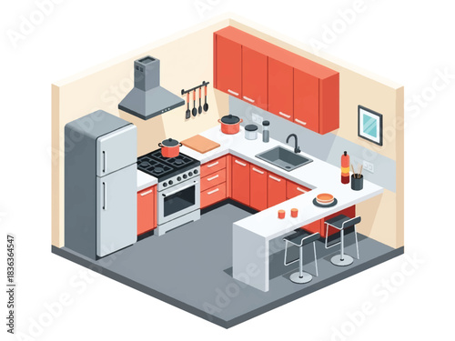 3D isometric walk-in closet with wardrobe racks, mirror, seating bench, and storage drawers, ideal for home luxury layouts and fashion lifestyle designs