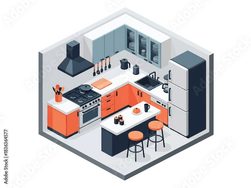 3D isometric walk-in closet with wardrobe racks, mirror, seating bench, and storage drawers, ideal for home luxury layouts and fashion lifestyle designs
