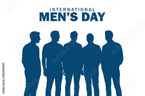 International Mens Day Blue Silhouette Five Men vector
