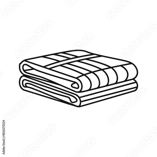 Folded Blanket or Towel Stack Line Art Icon
