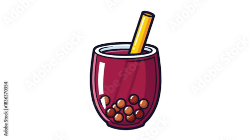 A Delicious Bubble Tea Drink with Tapioca Pearls.