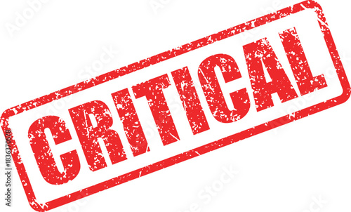 A distressed red stamp displays the word critical against a transparent backdrop providing a powerful statement
