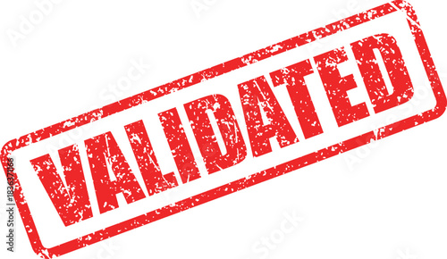 A red validated stamp with a grunge effect rests on a transparent background