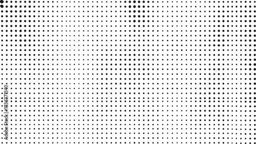 Black Halftone Dot Pattern Background with Graduated Size Transition Isolated on Transparent Background