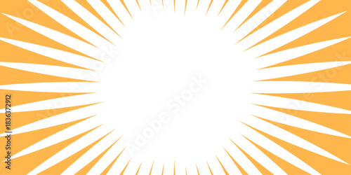 sunburst rays radiating outward from the center. Sun Rays or Explosion Boom for Comic Books Radial Background Vector.  Radial beam sunrise or sunset light retro design illustration. 