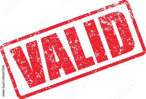 Grunge red valid rubber stamp on a white background conveys authenticity here