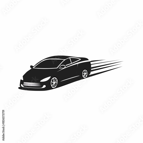 Speeding Car Silhouette with Motion Lines, representing fast transportation and automotive design