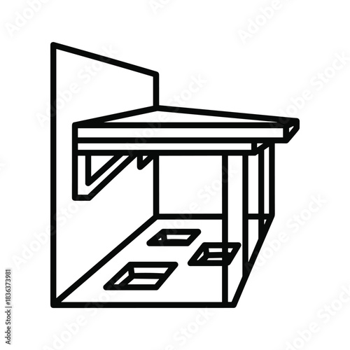 Modern Minimalist Display Stand Outline Icon with Recessed Floor Elements