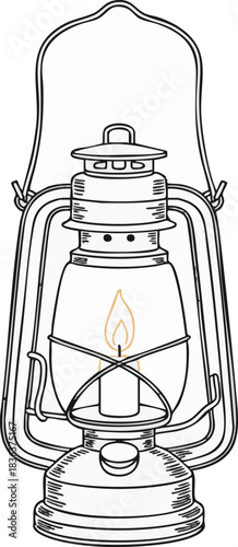 Vintage Kerosene Lamp Sketch