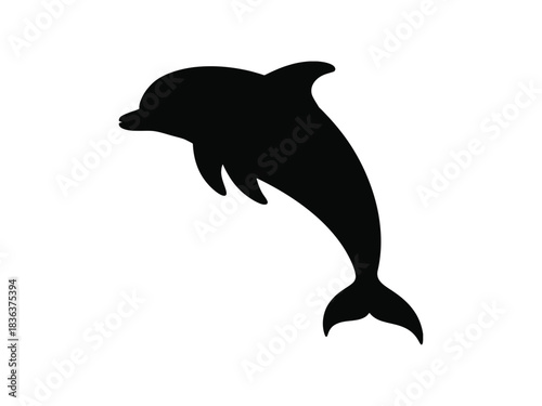 Jumping Dolphin Silhouette Vector Illustration - Marine Animal and Aquatic Life Icon