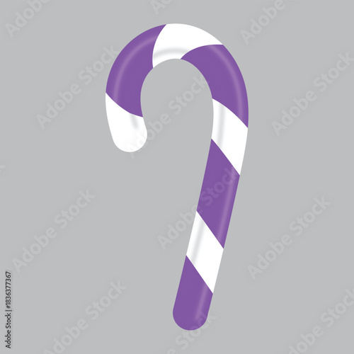 Purple candy cane isolated on grey background sweet perfect treat for holidays