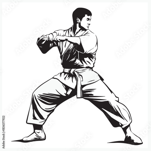 silhouette of wushu athlete