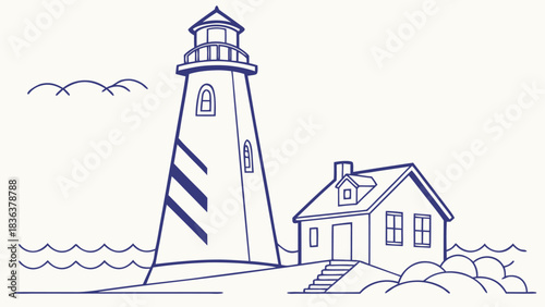 Traditional Lighthouse and Cottage
