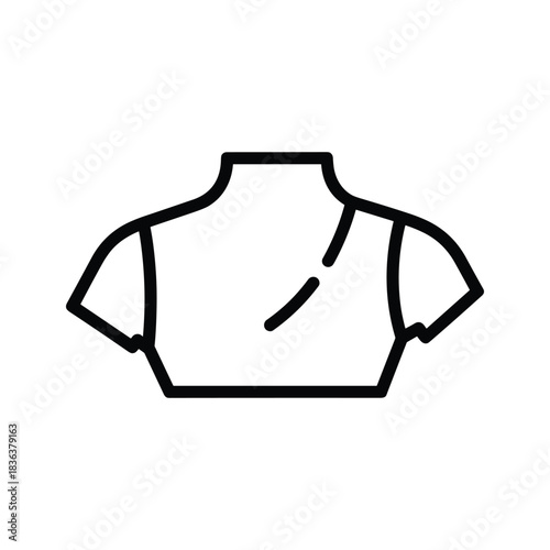 Traditional Women's Short Sleeve Blouse Line Art Icon