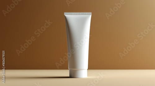 White tube cosmetic product mockup, simple studio background
