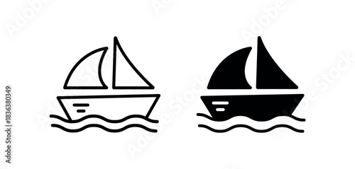 boat on the sea.sailboat icon. Clean and modern sailboat line icon for logos, apps, web interfaces, and nautical themed graphics. png and vector on transparent background