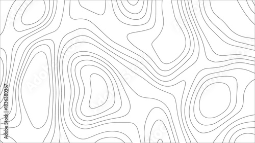 Topographic contour lines map pattern abstract seamless background in black and white Vector, illustration