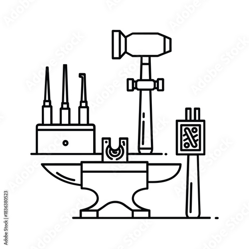 Jewelry Making and Metalworking Tools Line Art