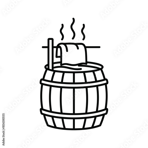 Traditional Laundry Barrel with Steam Line Art