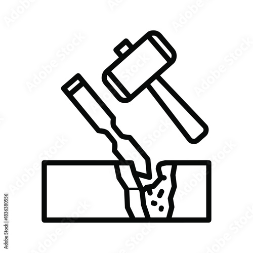 Chisel and Mallet Wood Carving Icon
