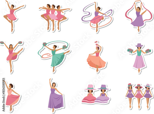 Dance Ensemble Stickers Ballerinas & Artistic Movement