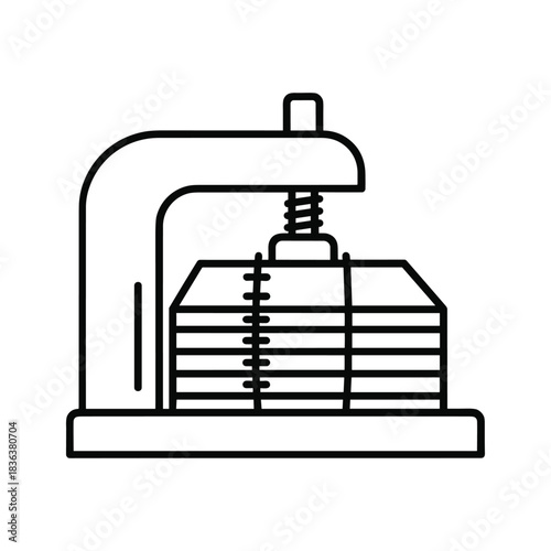 Book Press Machine Line Icon